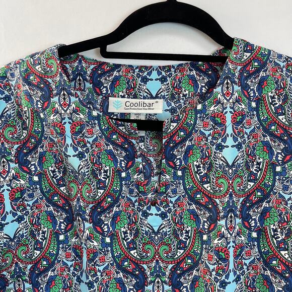 Coolibar Lightweight Midi Dress Medium UPF 50+ V-Neck 3/4 Sleeve Paisley - Picture 3 of 6